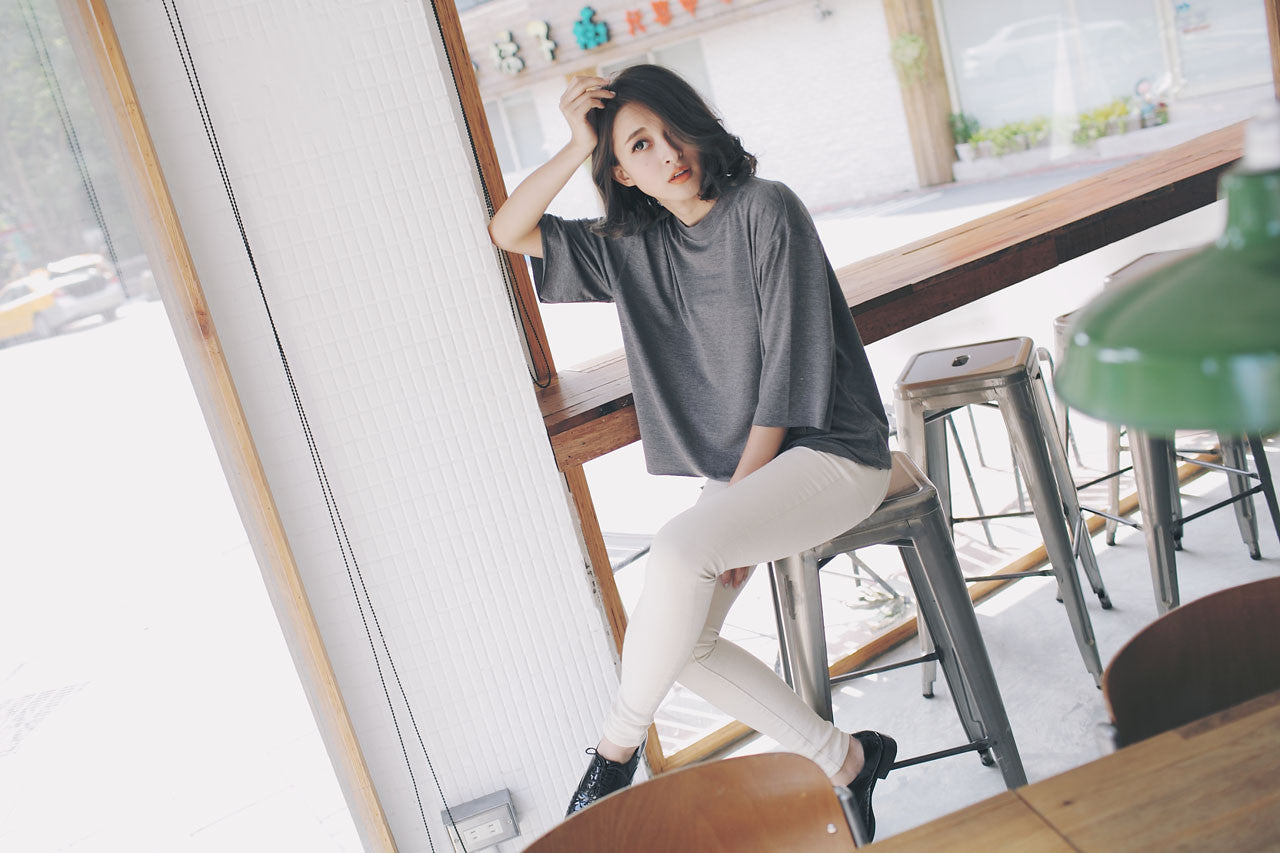 素面寬袖上衣(兩色)