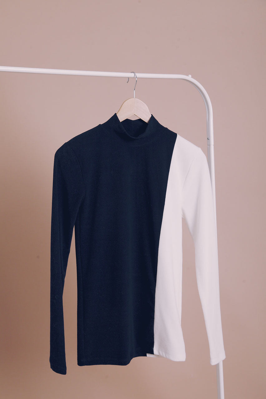 材質拼接雙色上衣