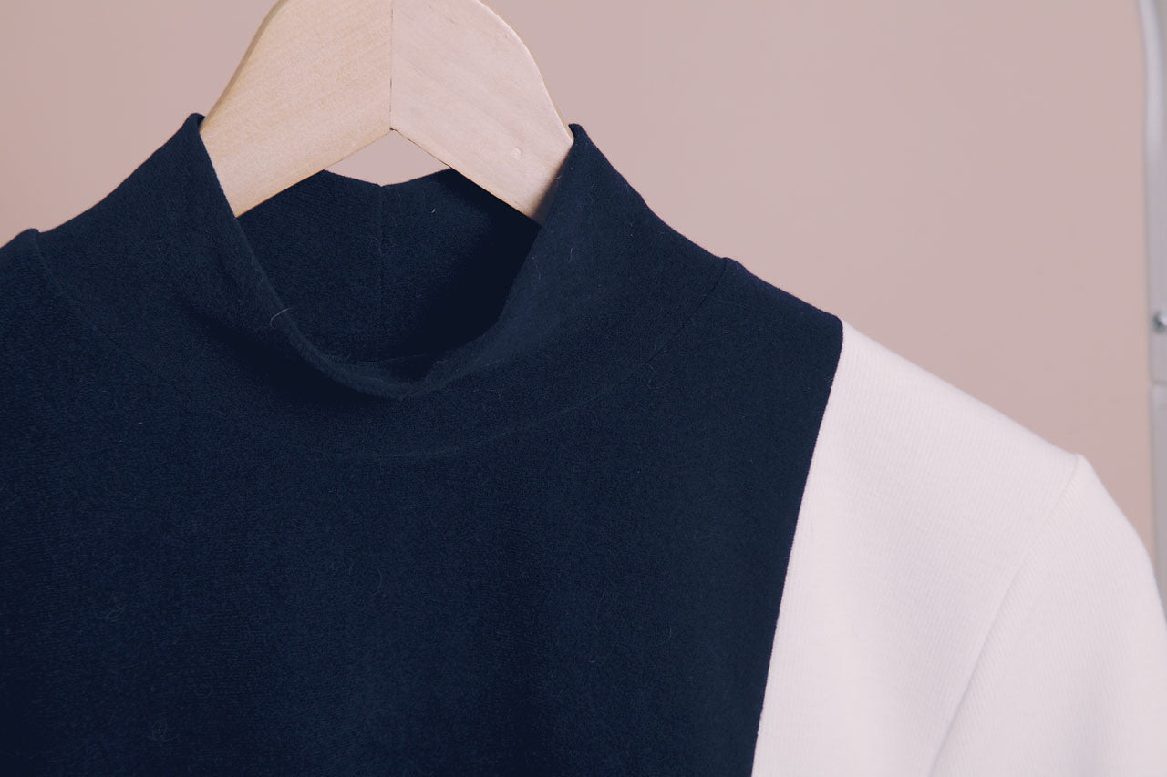 材質拼接雙色上衣