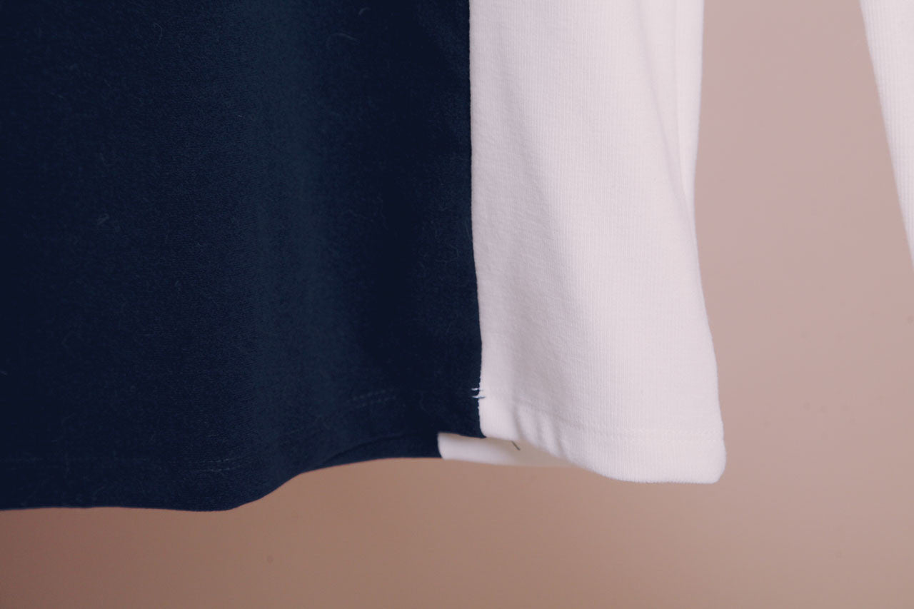 材質拼接雙色上衣