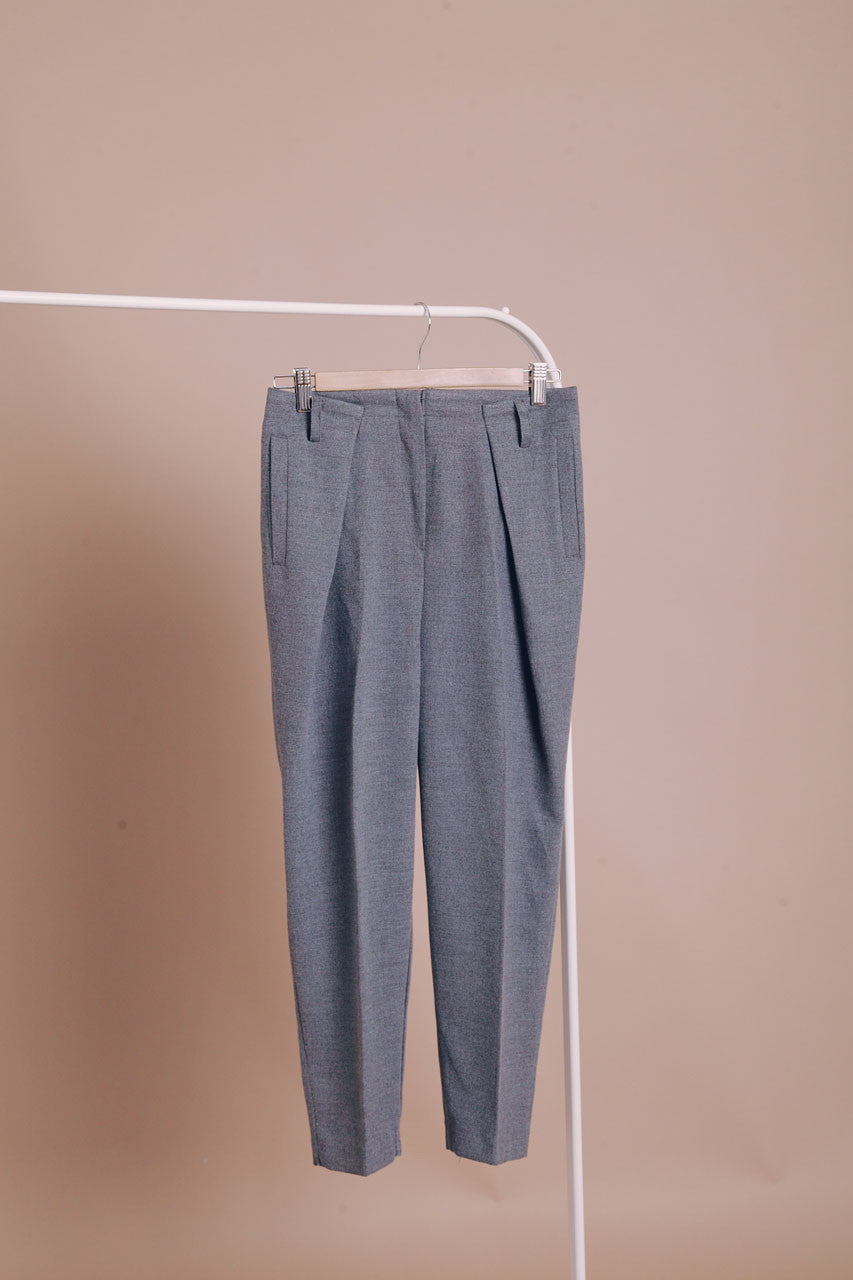 側斜壓折九分西褲