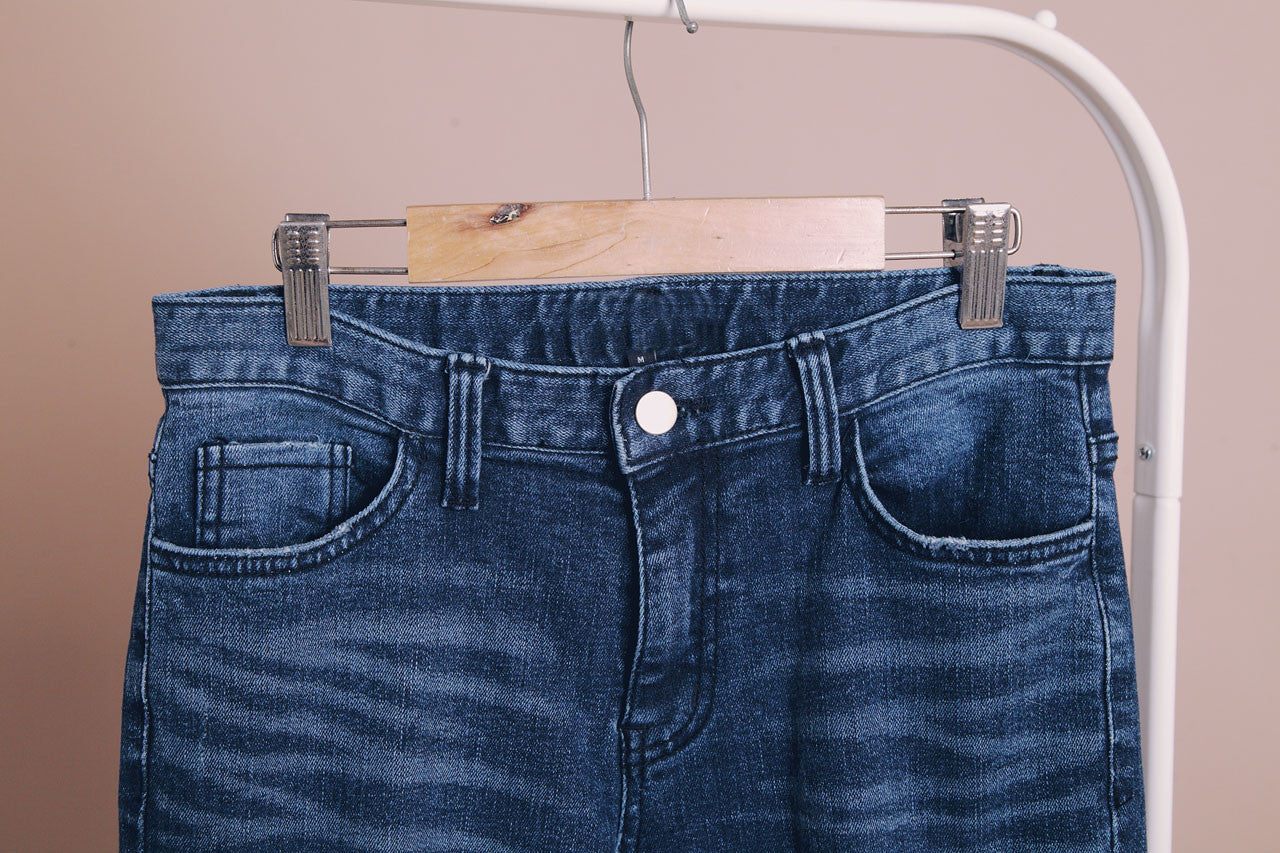 刷色抽鬚小直筒褲