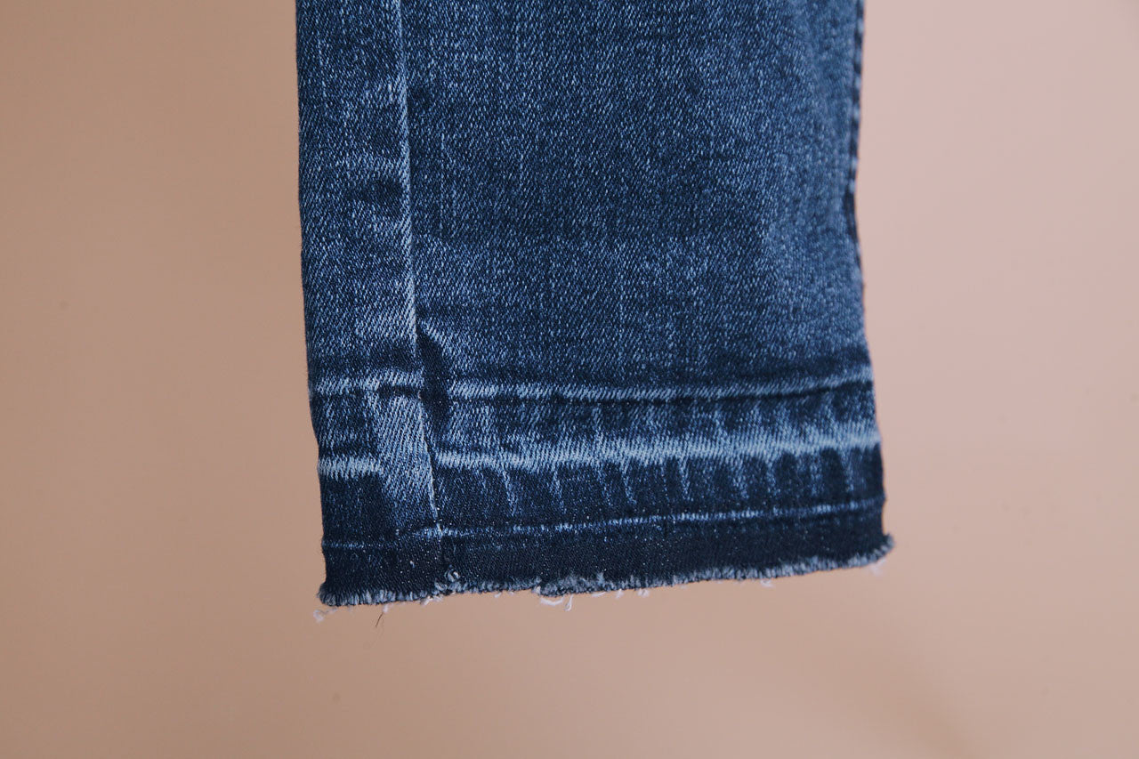 刷色抽鬚小直筒褲