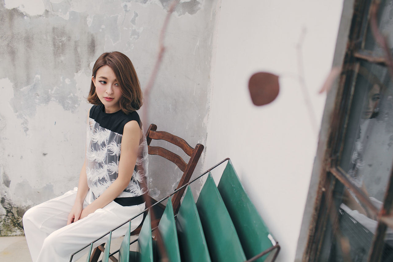 立體羽毛織紋背心(兩色)