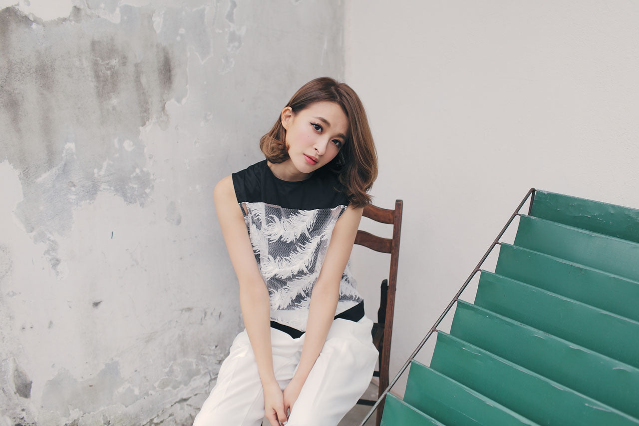 立體羽毛織紋背心(兩色)