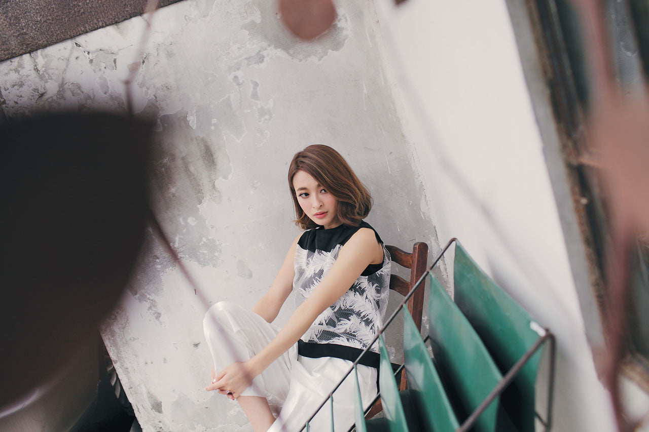 立體羽毛織紋背心(兩色)