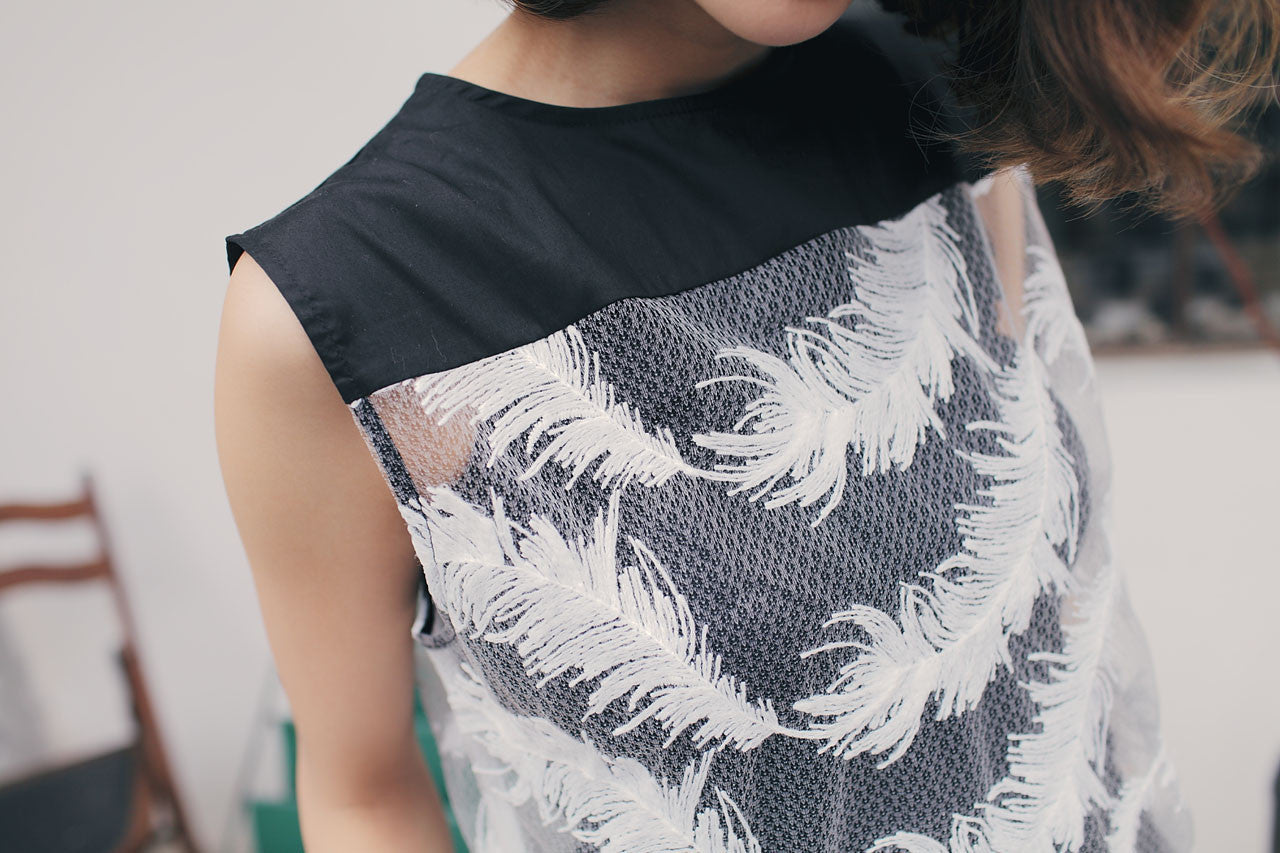 立體羽毛織紋背心(兩色)