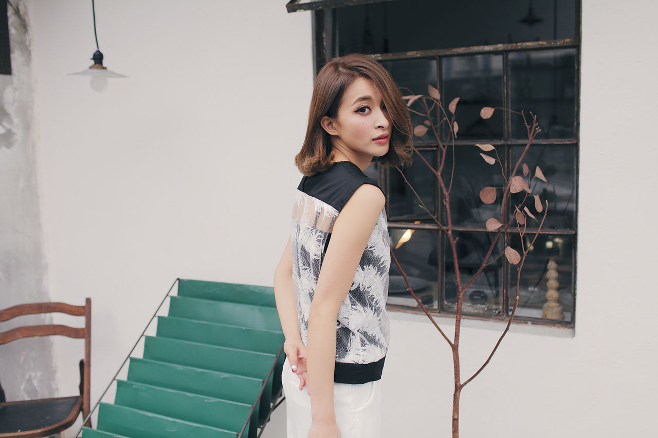 立體羽毛織紋背心(兩色)