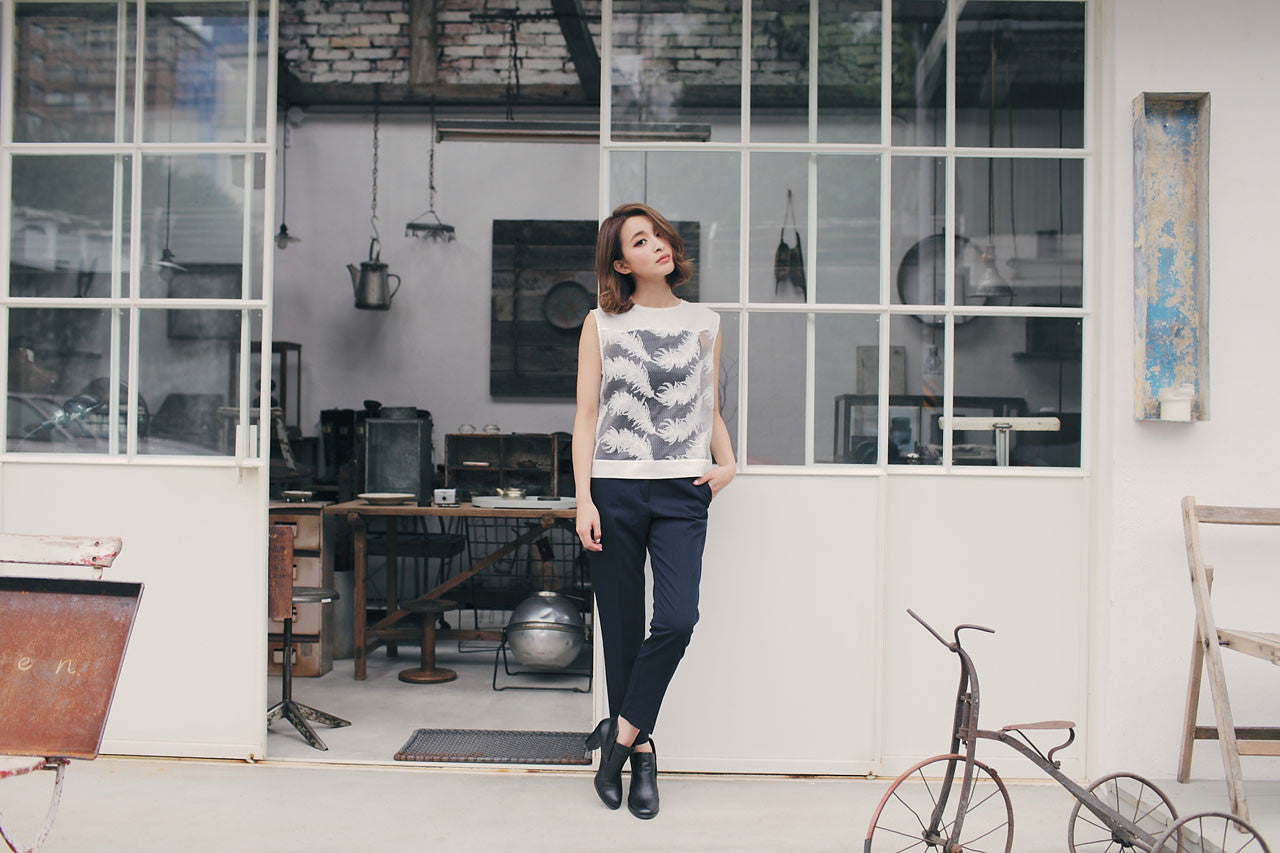 立體羽毛織紋背心(兩色)