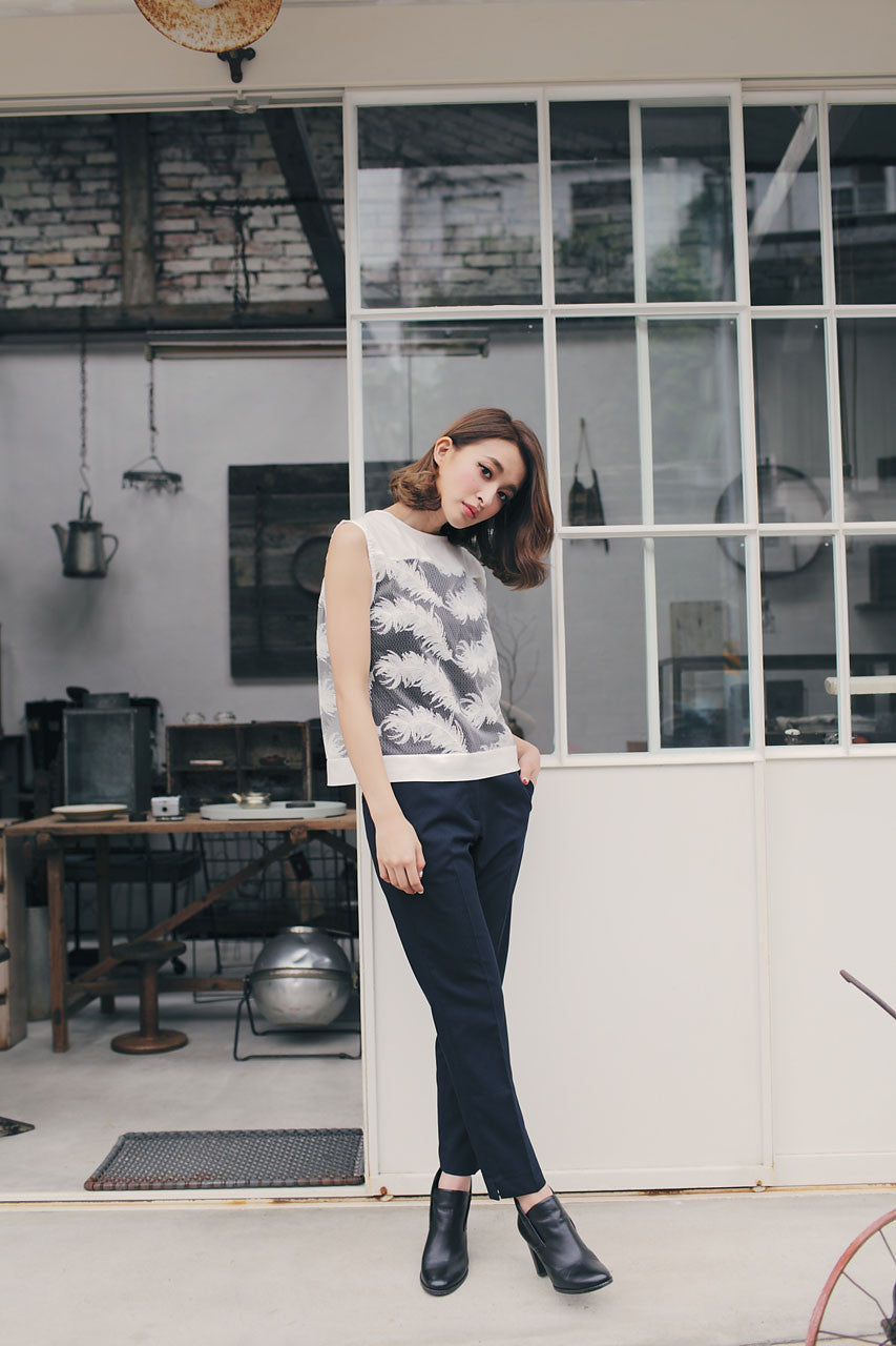 立體羽毛織紋背心(兩色)