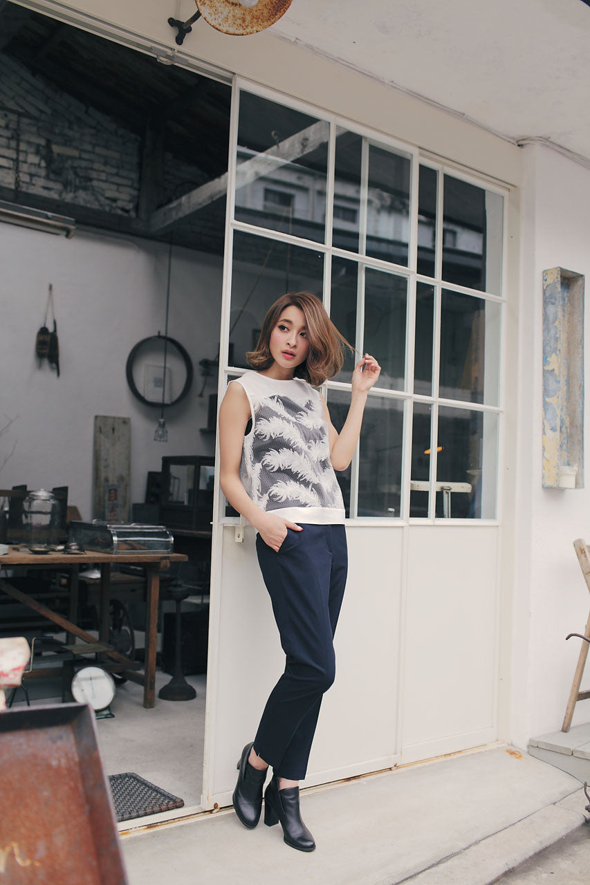 立體羽毛織紋背心(兩色)