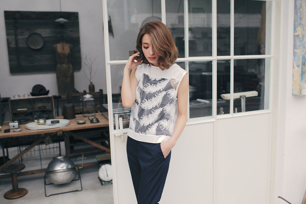 立體羽毛織紋背心(兩色)