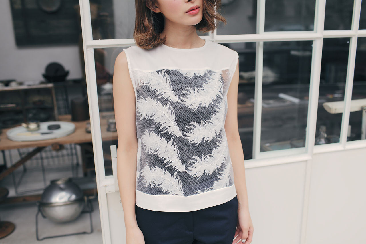 立體羽毛織紋背心(兩色)