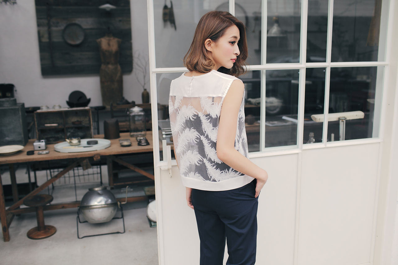 立體羽毛織紋背心(兩色)