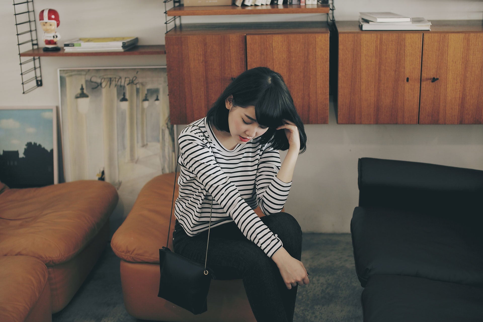 橫紋圓領挺版上衣