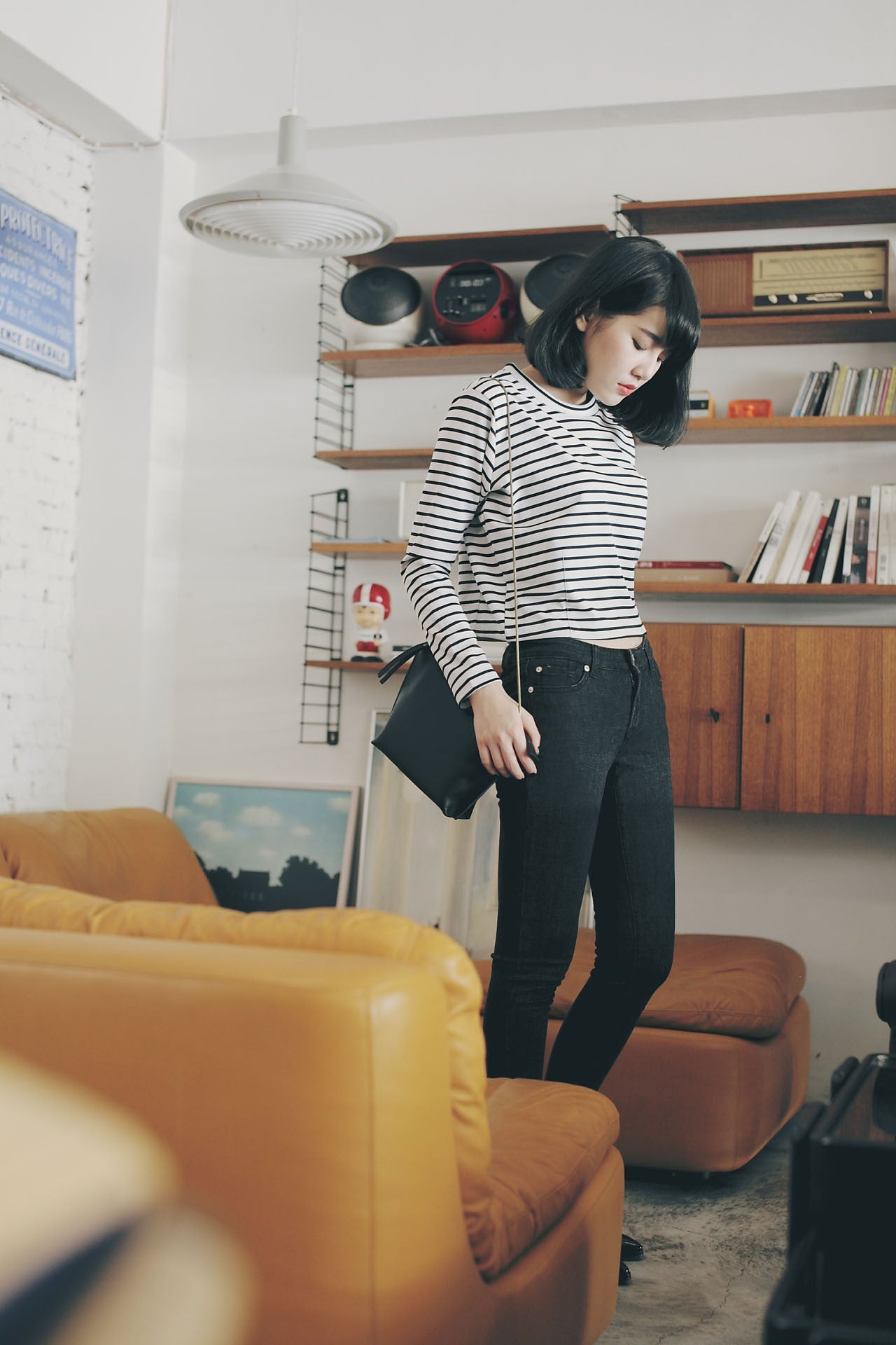 橫紋圓領挺版上衣