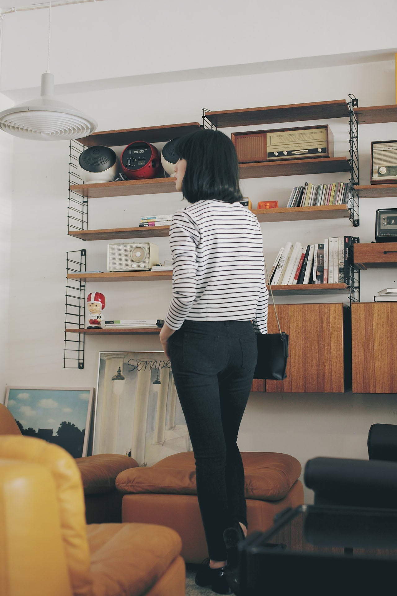 橫紋圓領挺版上衣