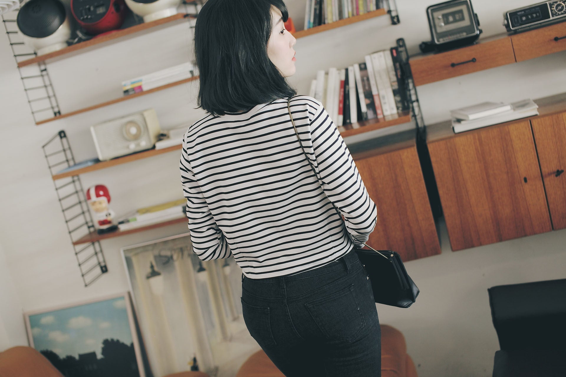 橫紋圓領挺版上衣