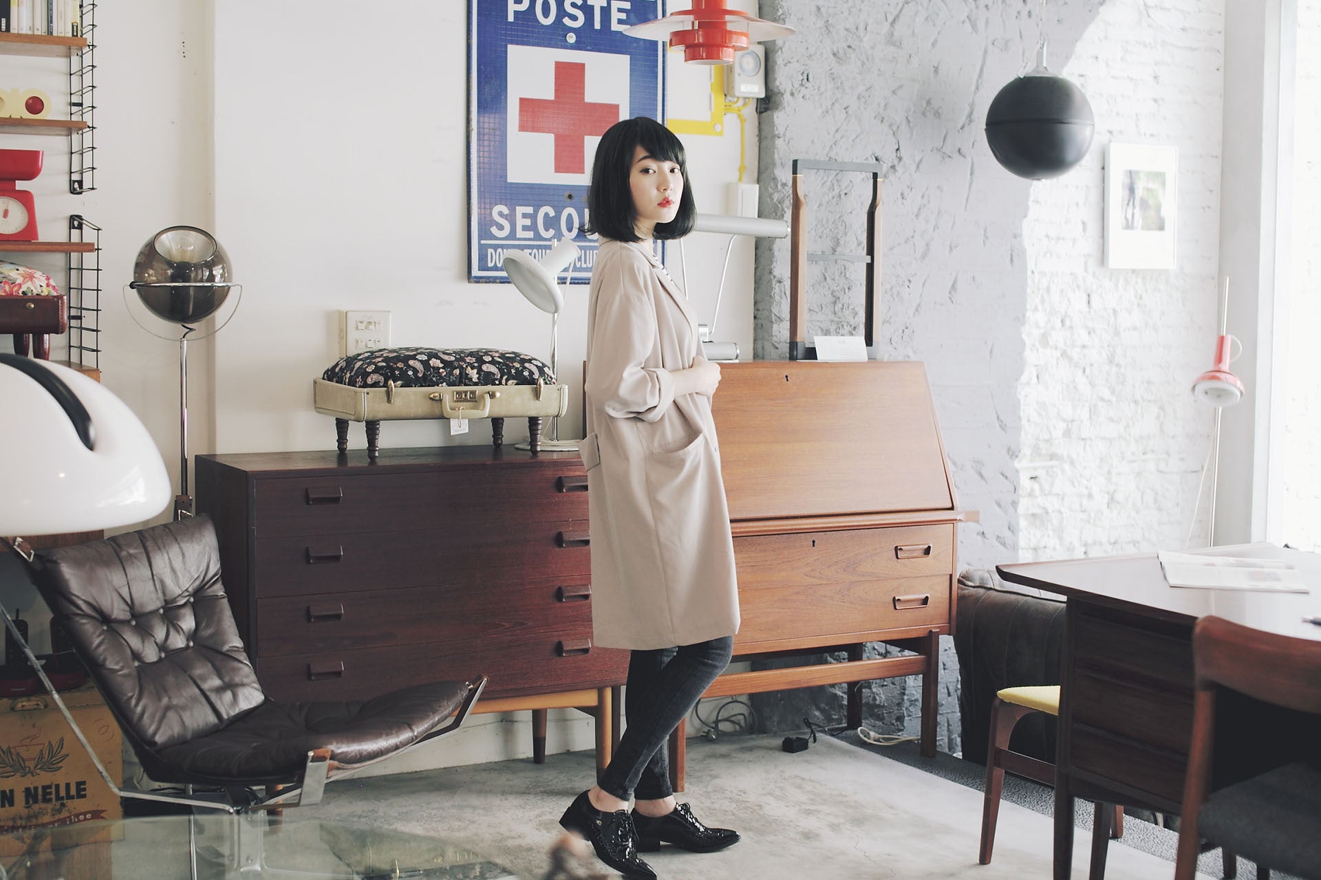 小排扣蜜絨薄風衣