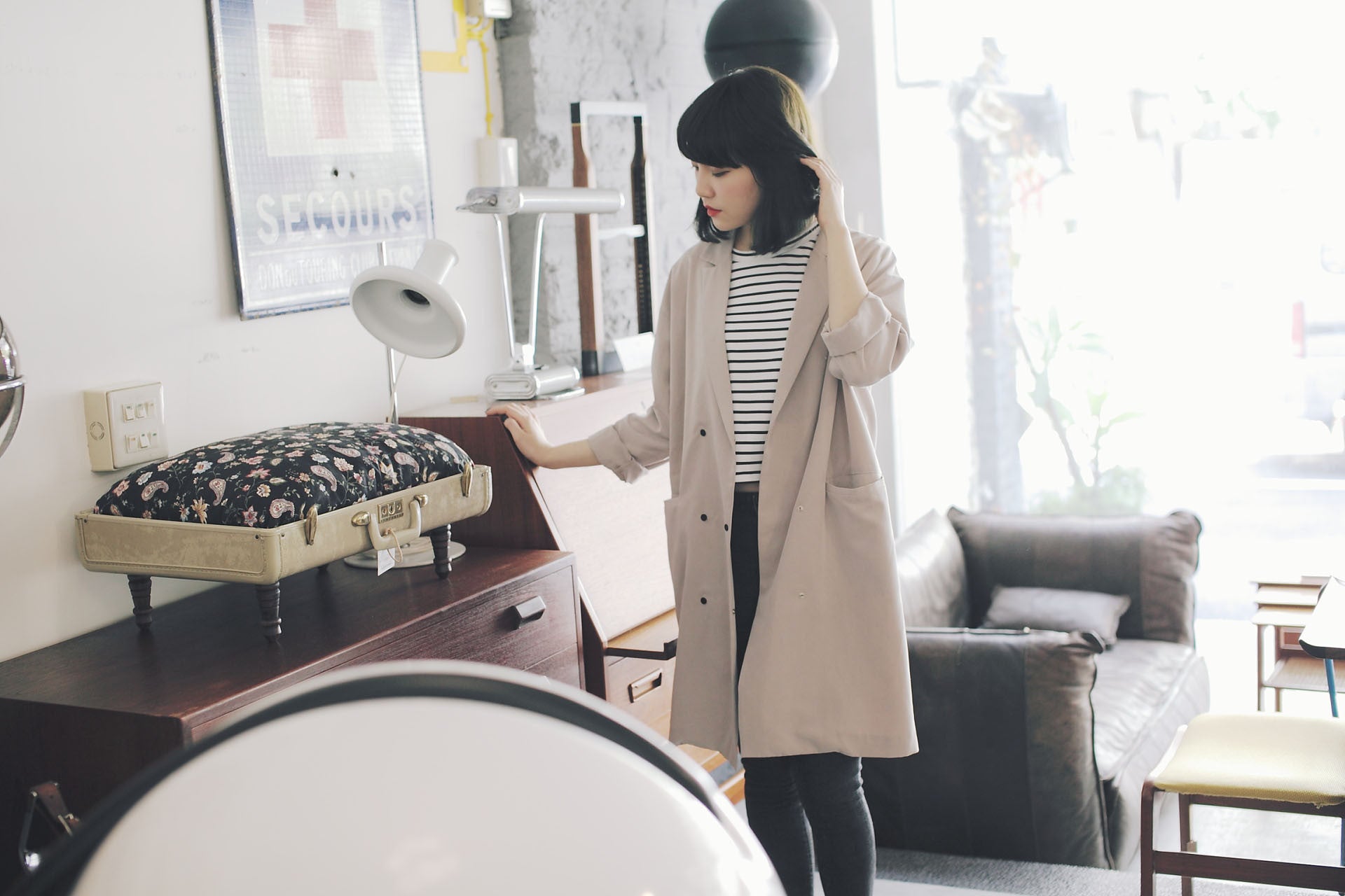 小排扣蜜絨薄風衣