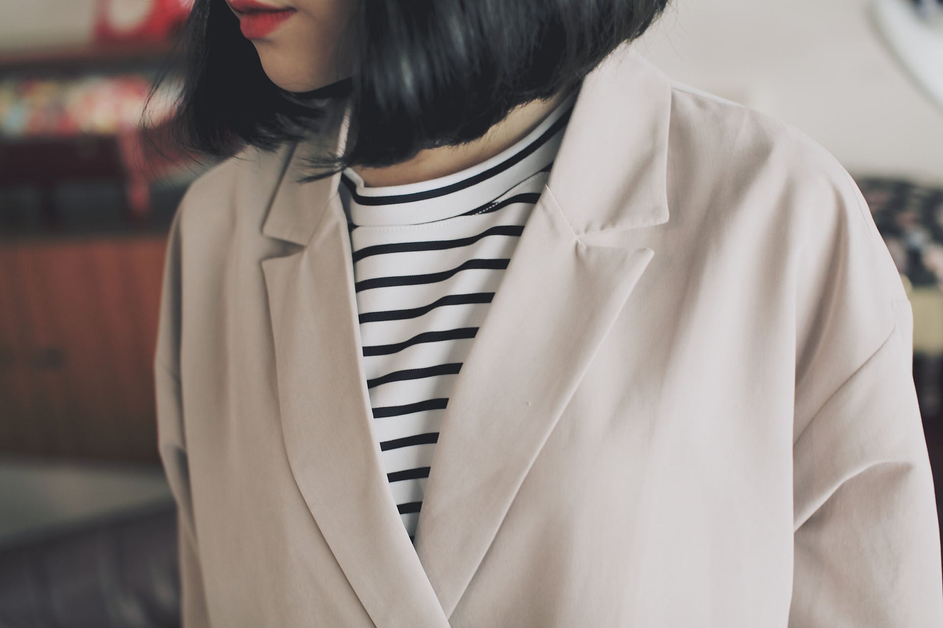 小排扣蜜絨薄風衣