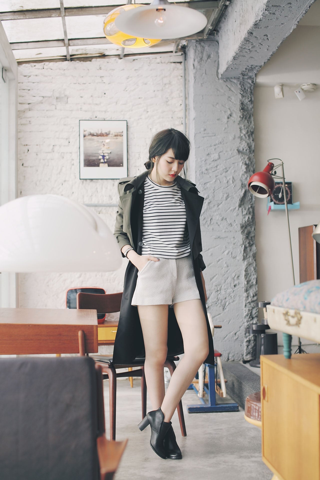 4Way撞色挺版風衣-綠/黑