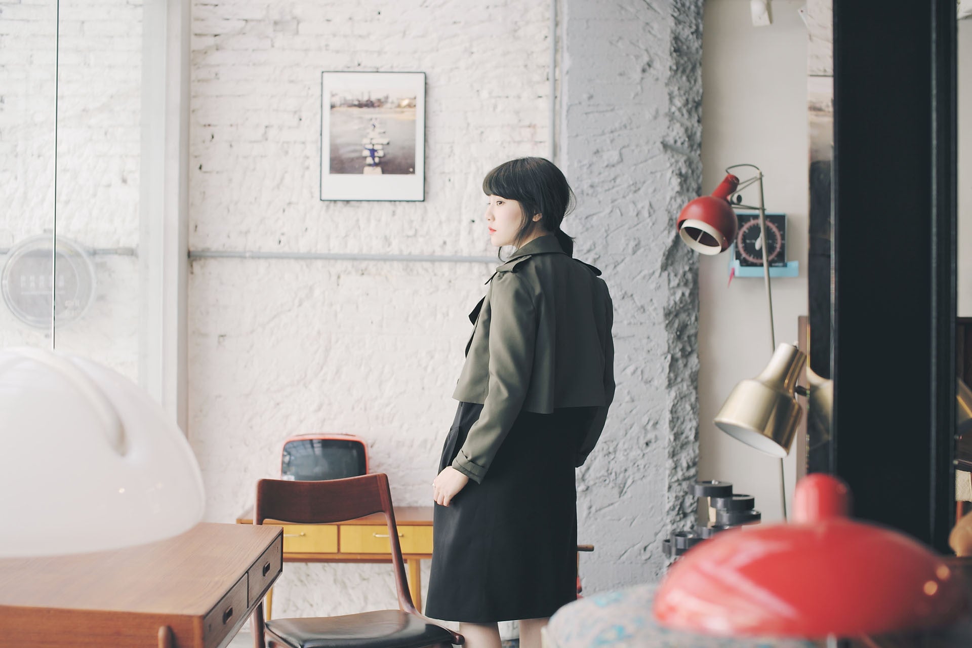 4Way撞色挺版風衣-綠/黑