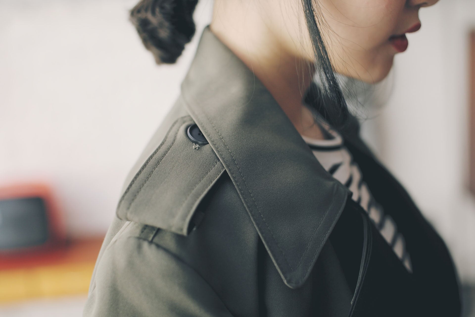 4Way撞色挺版風衣-綠/黑