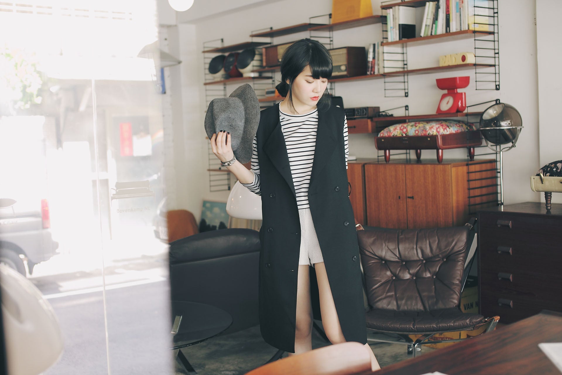 4Way撞色挺版風衣-綠/黑