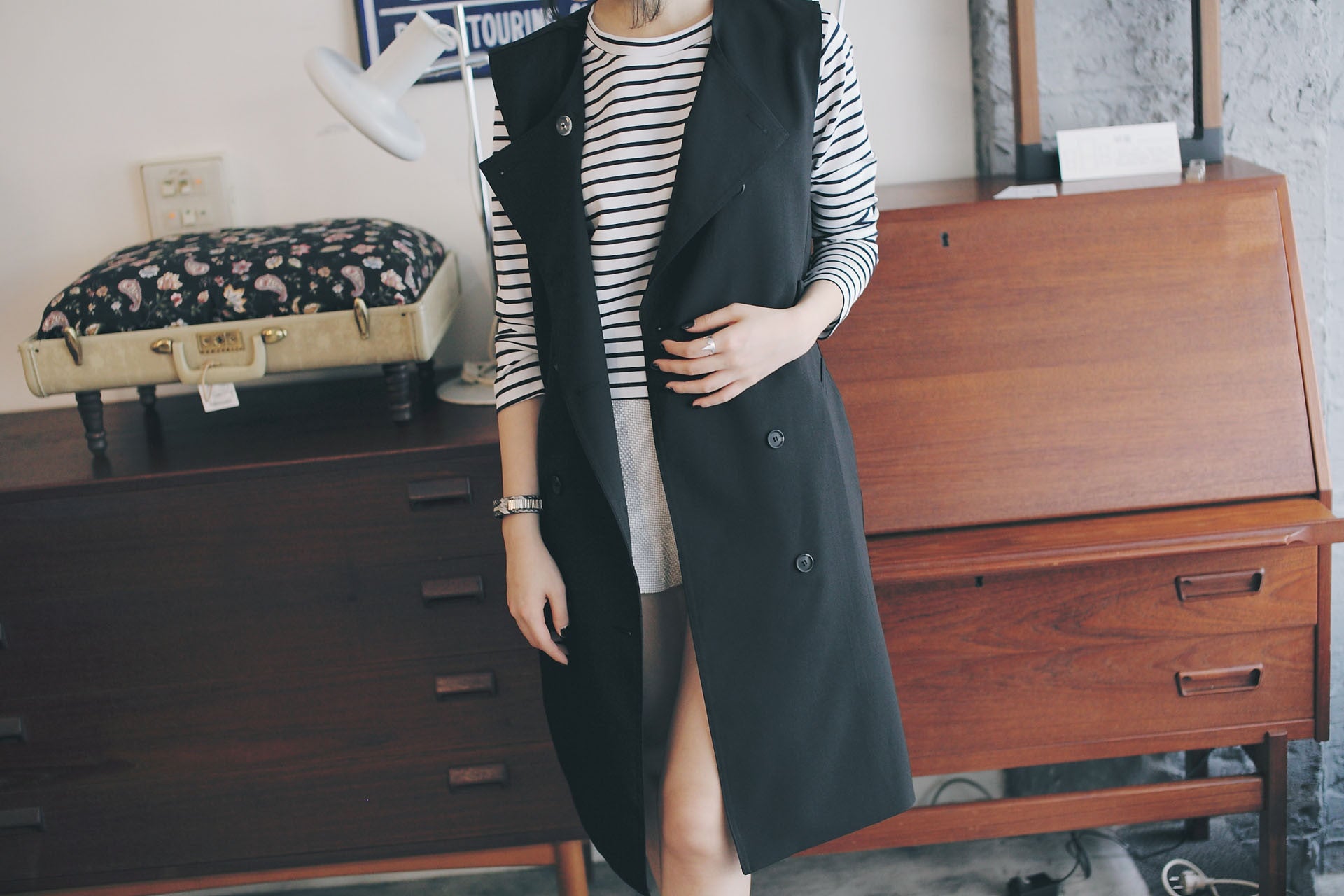 4Way撞色挺版風衣-綠/黑