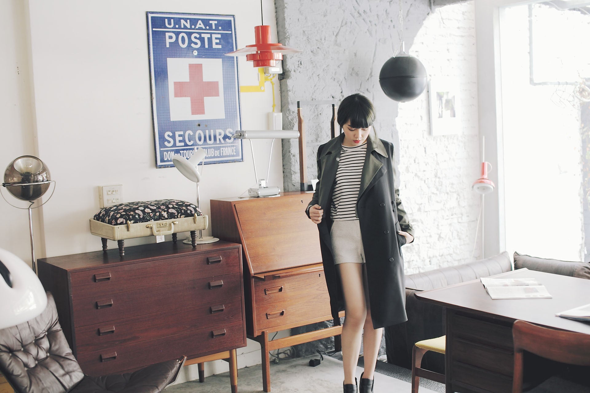 4Way撞色挺版風衣-綠/黑