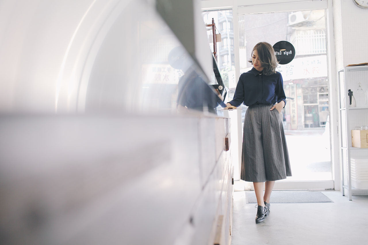 條紋七分寬褲(兩色)