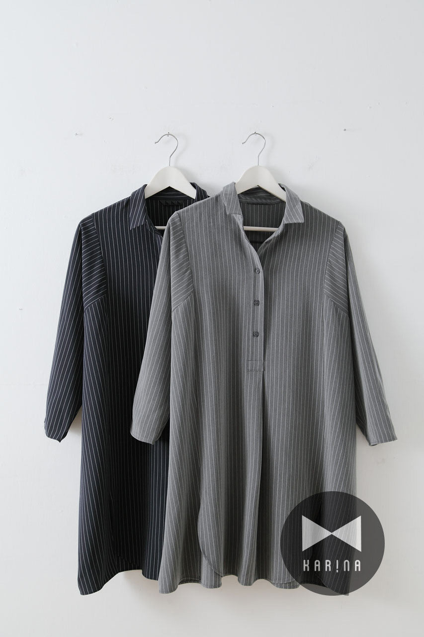 條紋襯衫式洋裝