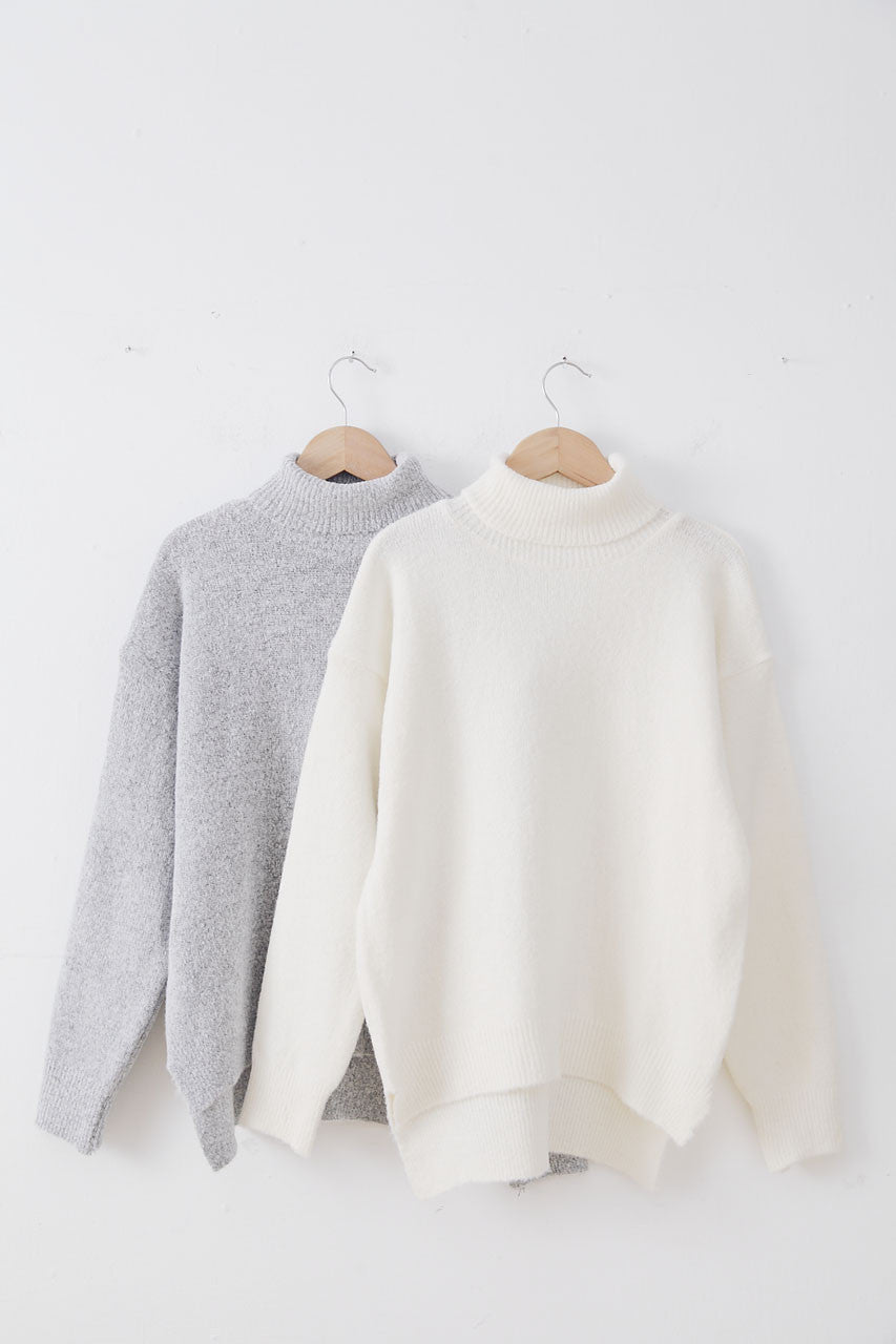 薄軟高領毛線衣-混灰