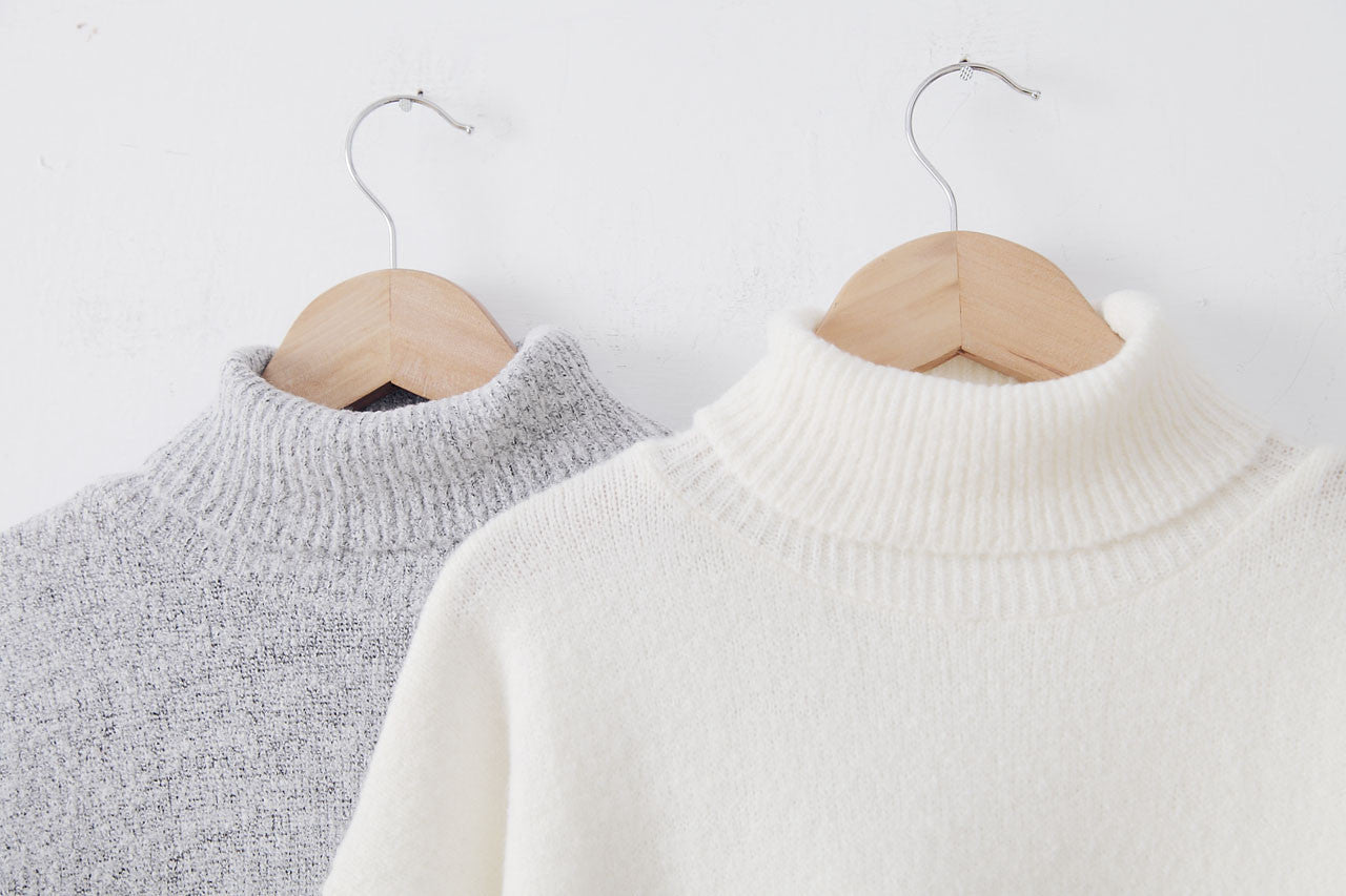 薄軟高領毛線衣-混灰