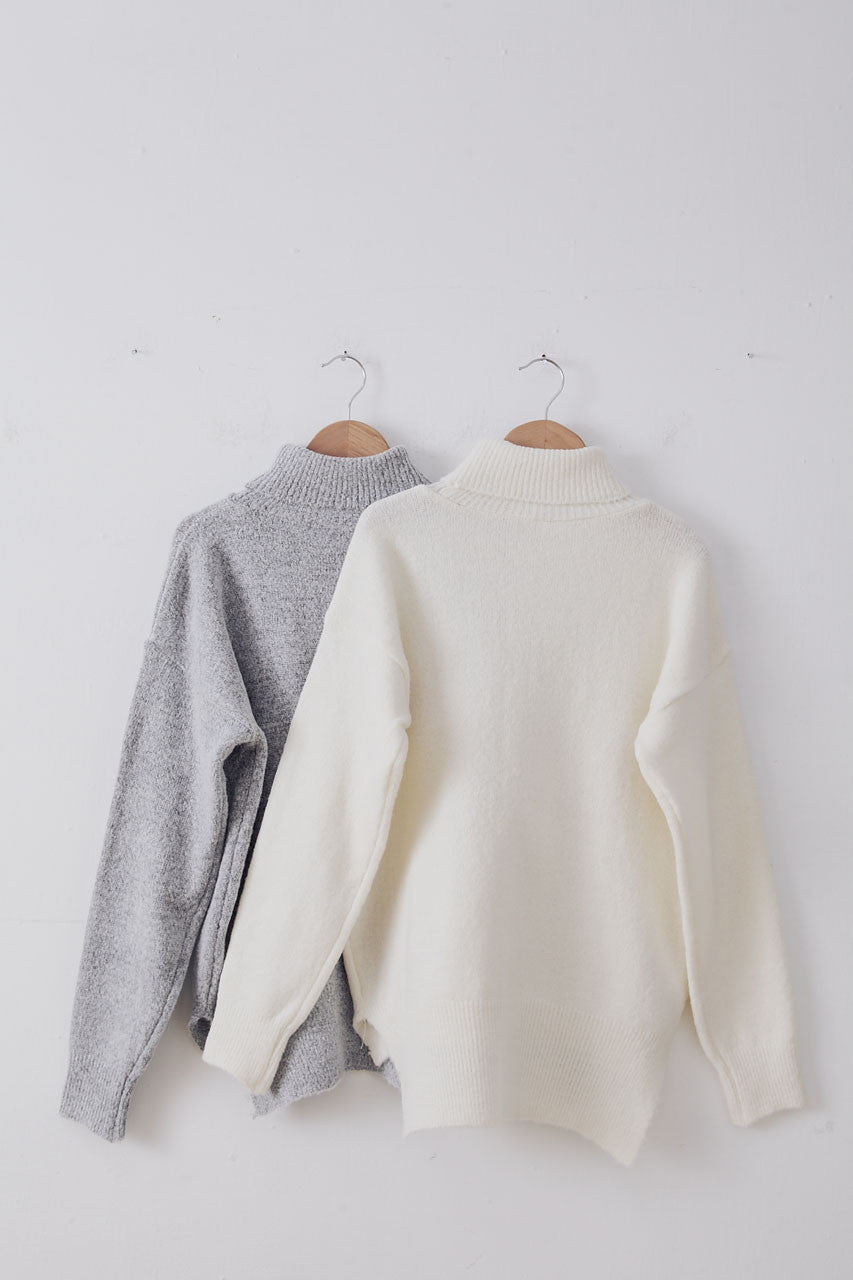 薄軟高領毛線衣-混灰