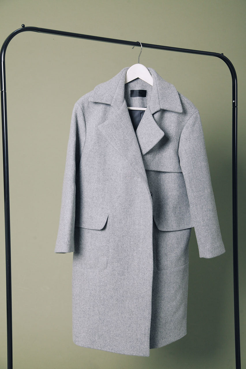 率性翻領羊毛大衣