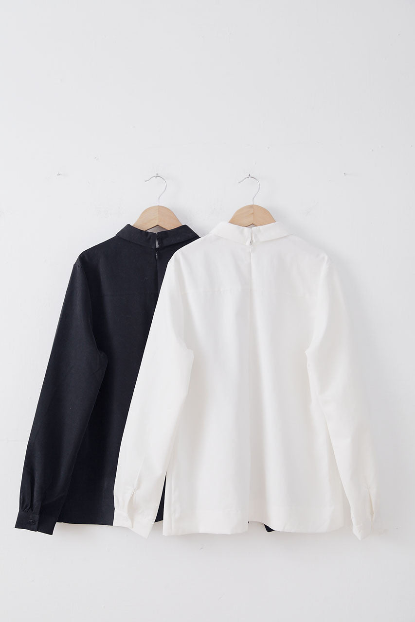 小領子蜜桃絨上衣-黑