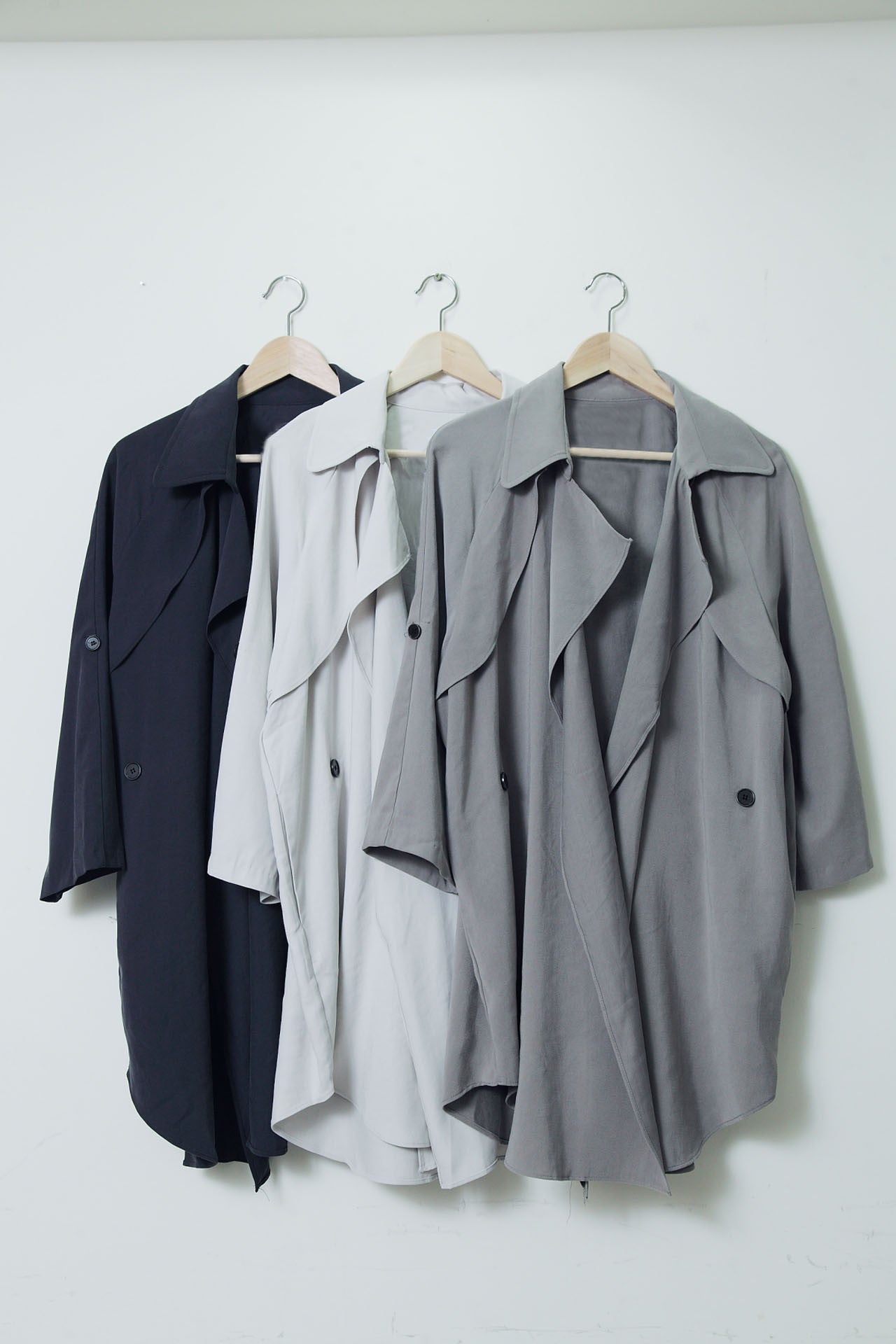 隨性翻領薄風衣(白)