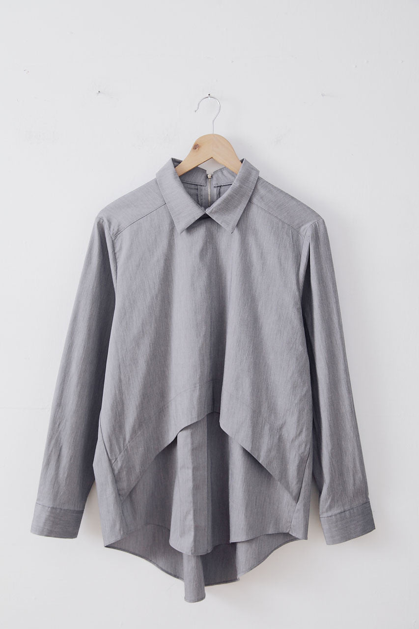 灰色拼接造型襯衫