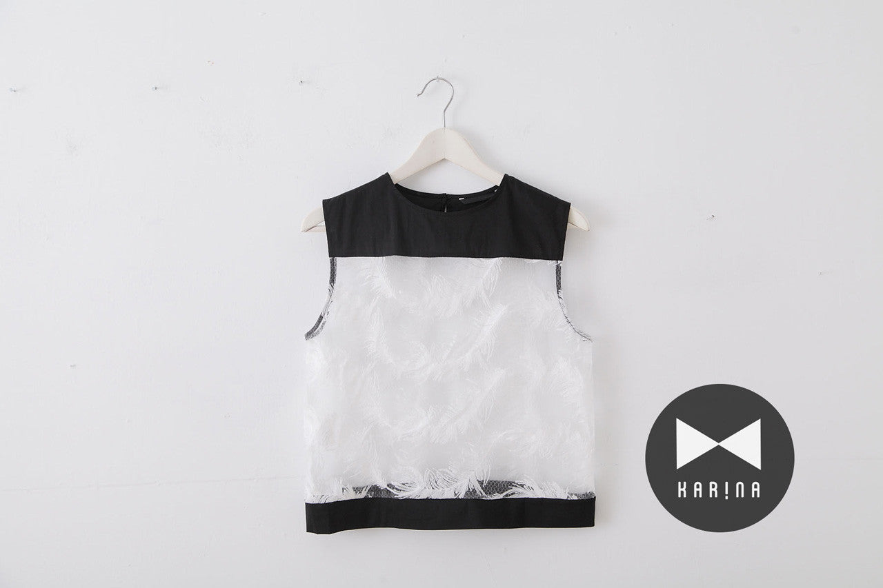 立體羽毛織紋背心(兩色)