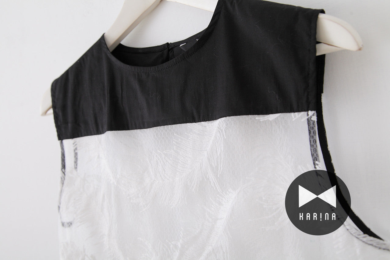 立體羽毛織紋背心(兩色)