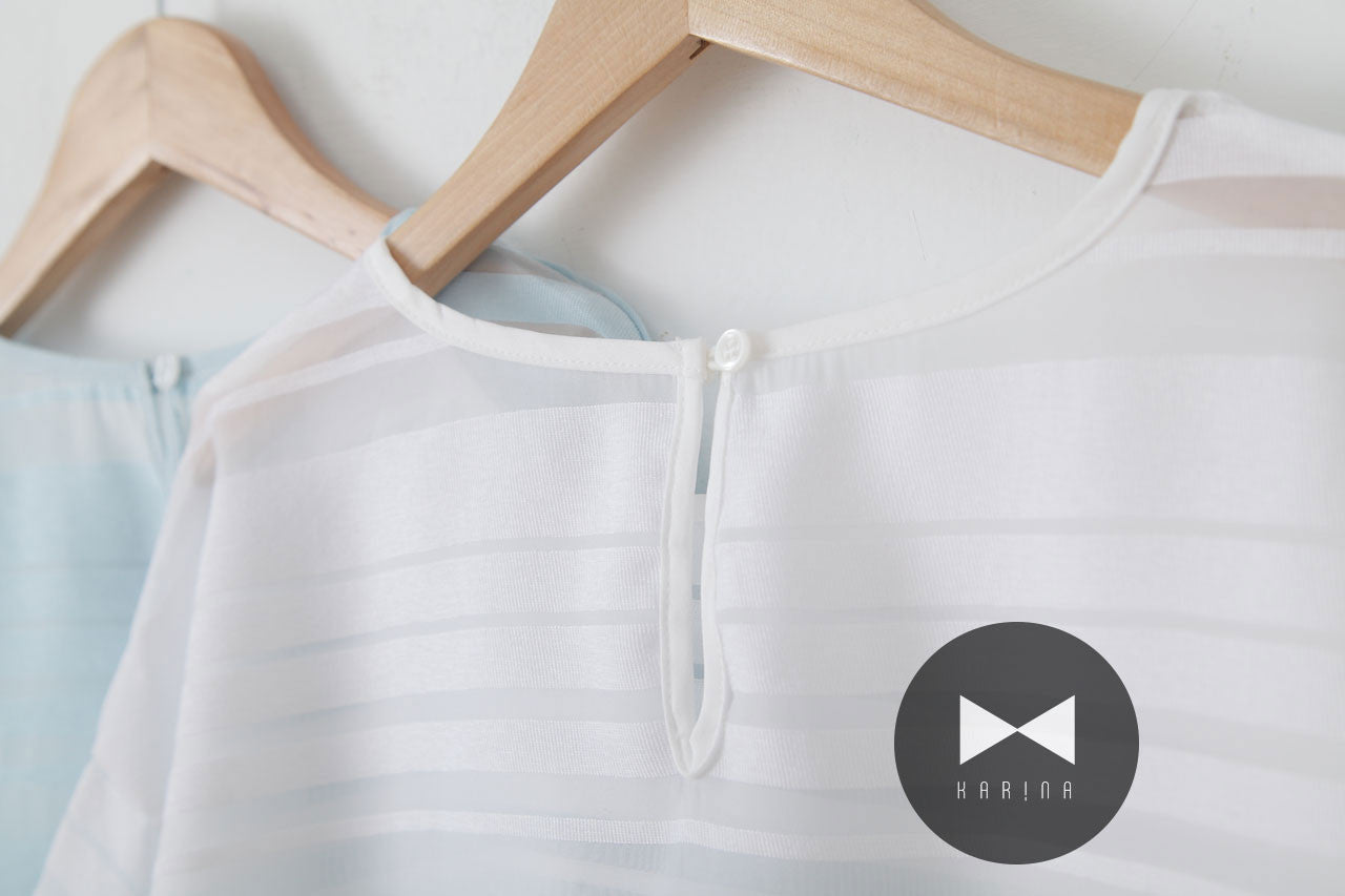 微透膚橫紋圓領上衣