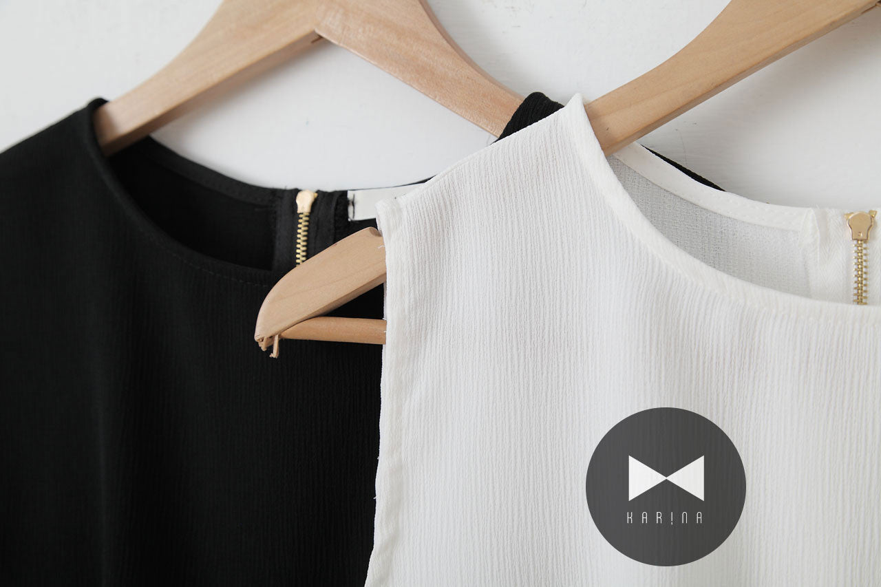 下擺打褶縮腰短背心