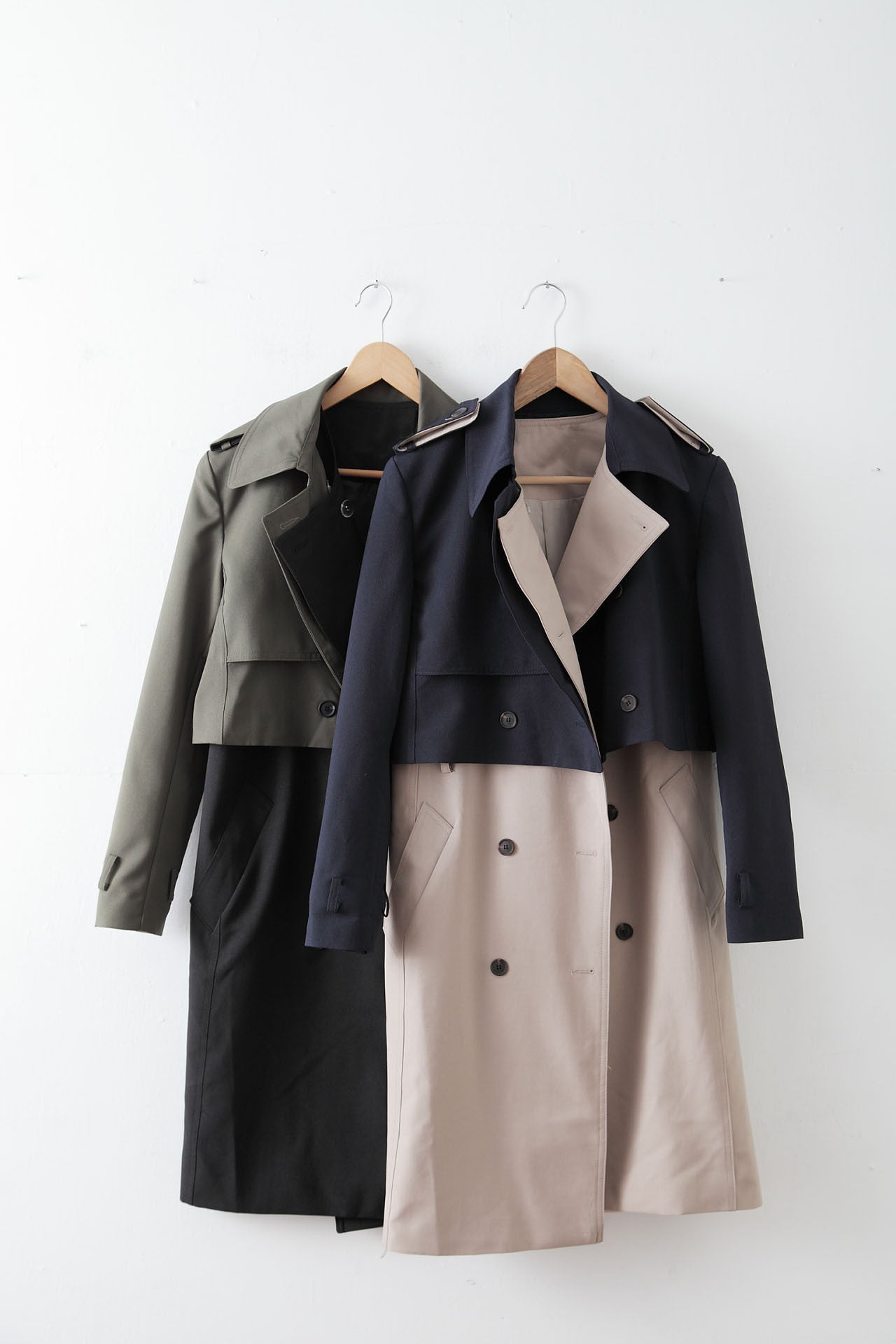 4Way撞色挺版風衣-綠/黑