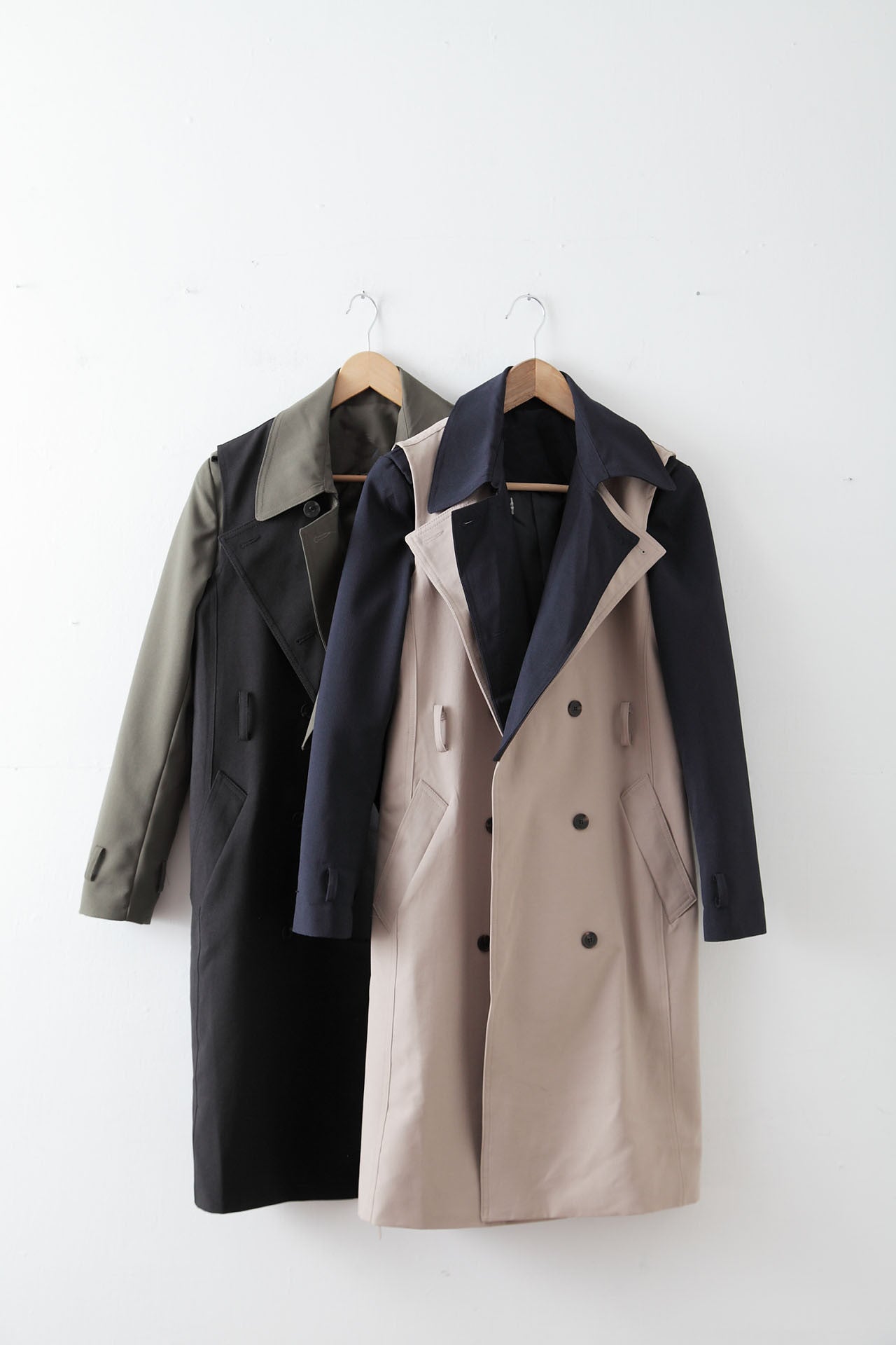 4Way撞色挺版風衣-綠/黑